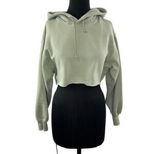 TNA Aritzia Cotton Blend Long Sleeve Rolled Hem Cropped Pullover Hoodie Sz 1